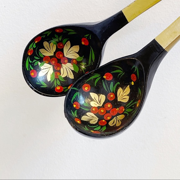 Russian Folk Art Hand Painted Wooden Spoons Set 2 - Picture 3 of 11